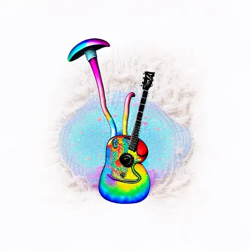 A Psychedelic Mushroom Playing A Guitar