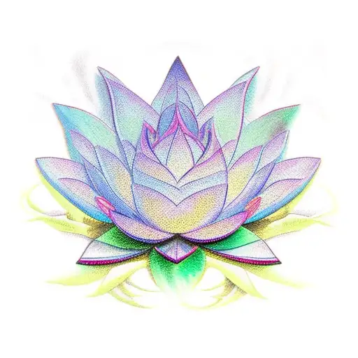 Lotus Flowers And Vines Surrounding An Ankh