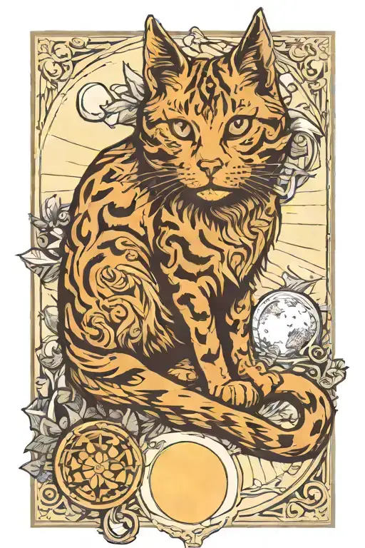 Cat Square Tarot Moon Sun