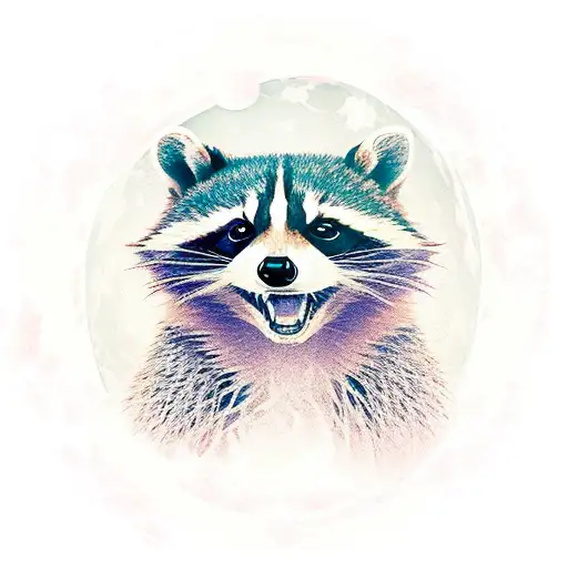 Raccoon On Moon