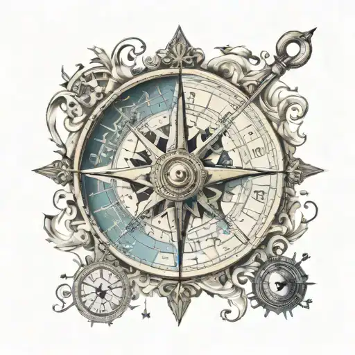 Old Compass Music Chart Leaves Combined