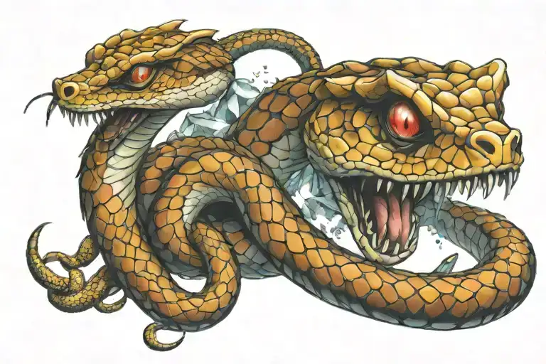 Scary Snake Turning Into A Diamond Wolf