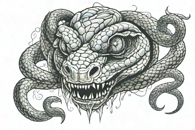 Scary Snake Turning Into A Diamond Wolf