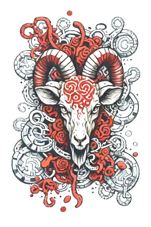 Aries Symbol Made Of Keys And Red Blood Cells