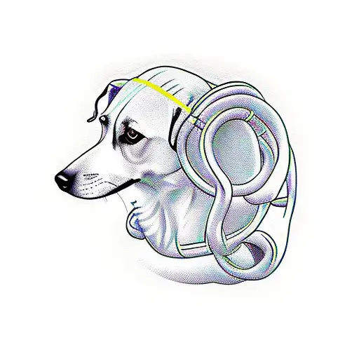 A Hyperbaric Chamber Intertwined With A Dog Silhouette