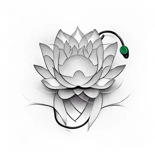 A Tv Screen Showing A Lotus Flower Field With A Nurse's Stethoscope Wrapped Around It