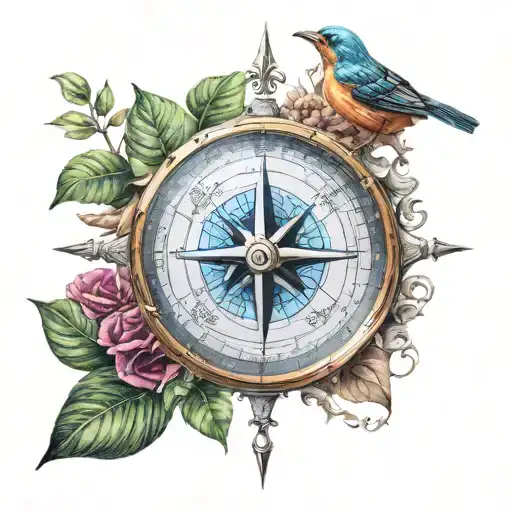 Compass Music Sheet On Middle Transforming Into Nature