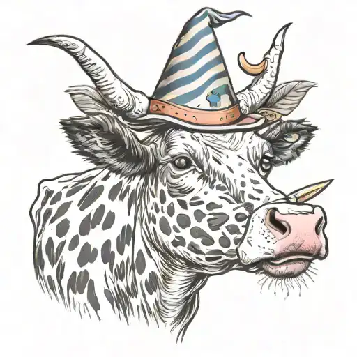Holstein Cow With Party Hat And Kazoo