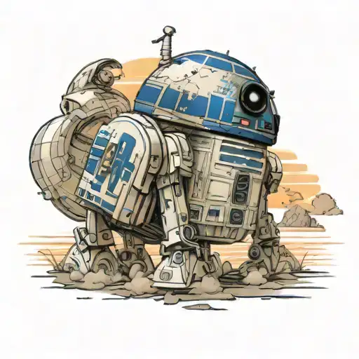 Princess Leia R2d2 Rolling Towards Sunset