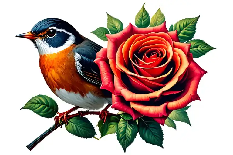 Robin Holding A Rose