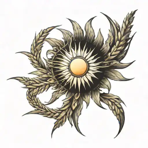 A Sun Made Out Of Woven Wheat Into A Circle