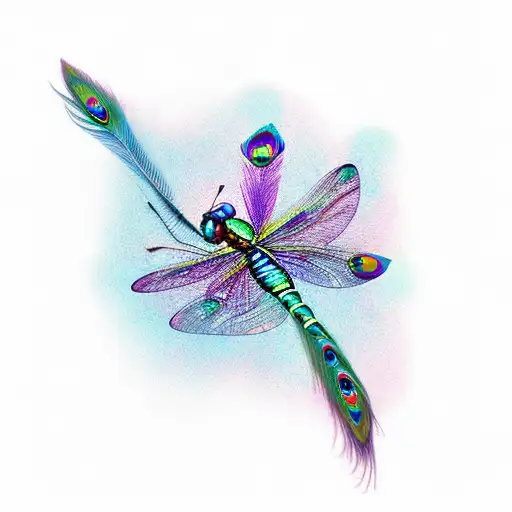 Peacock Feather Dragonfly Butterfly