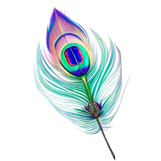 Lotus Flower Made Of Peacock Feather Dragonfly Butterfly