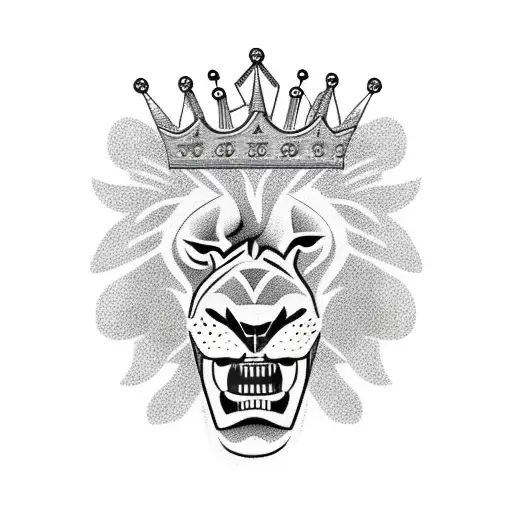 Lion With Teeth And Crown Growling