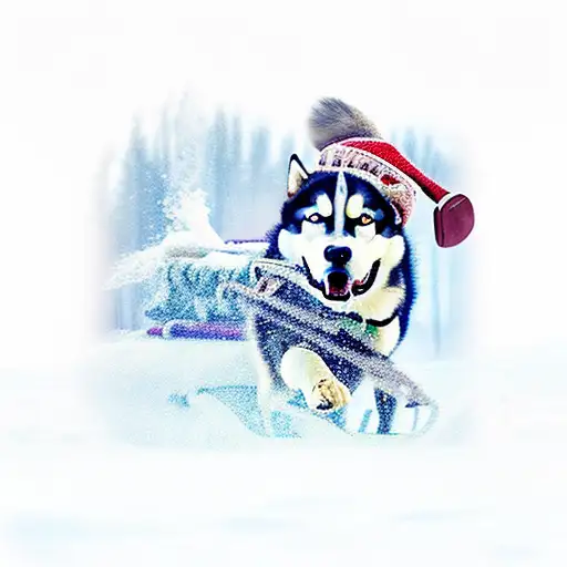 A Fierce And Determined Husky Pulling A Sled Through A Snowy Landscape