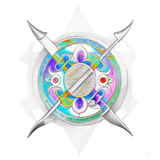 Simple Pisces Yin Yang Spear Tattoo For Forearm