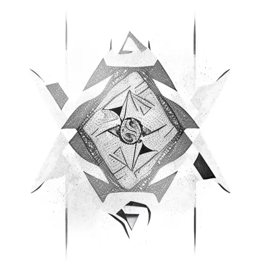 Black Katana With Floating Triangles