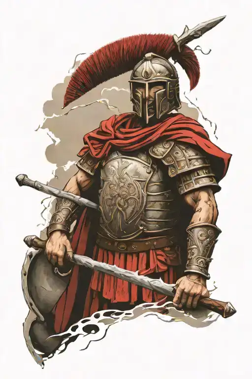 Roman Legionary In A Storm