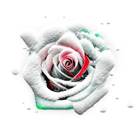 Red Rose With Green Snow