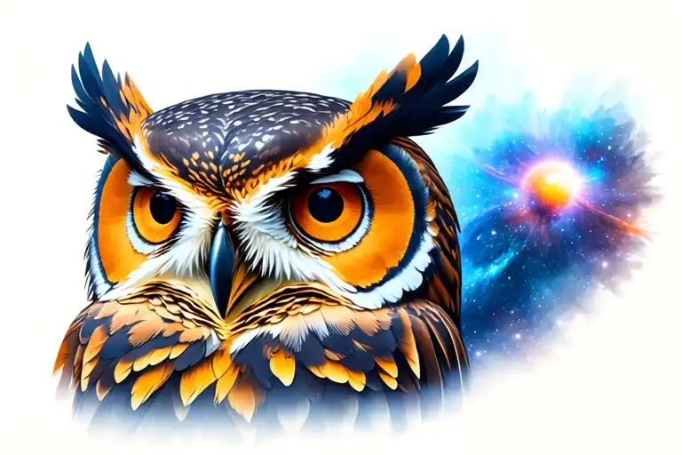 Owl With Universe Background