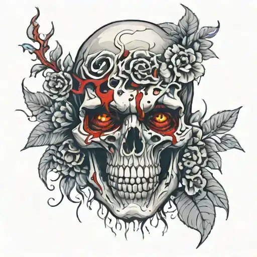 Skull Face With Red Eyes