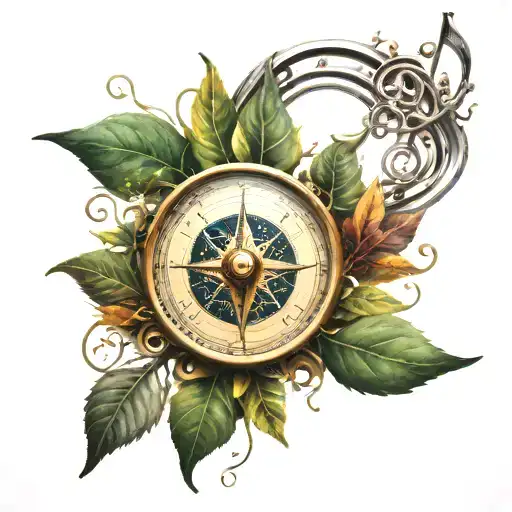 Music Notes Meeting With Compass In Nature