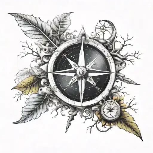 Nature Meeting With Vinyl Disc And Compass