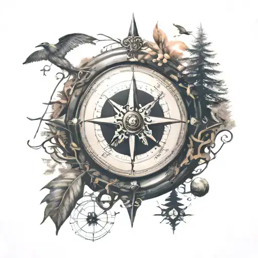 Vinyl Disc Meeting With Compass And Nature