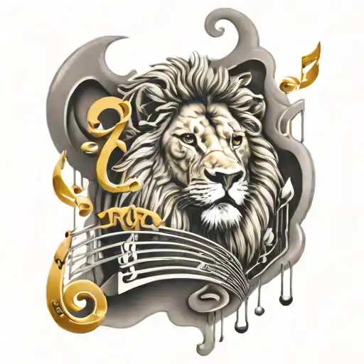 Lion And Music Notes Floating