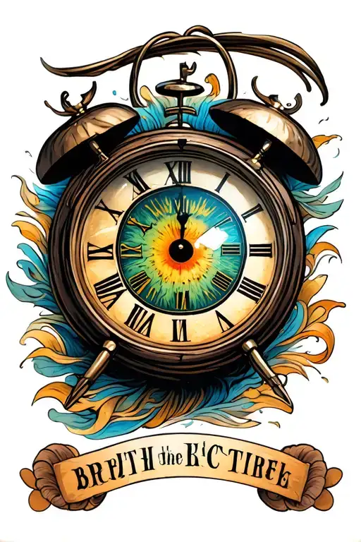 Clock Tattoo With Name And Date Of Birth Eye Surrounded