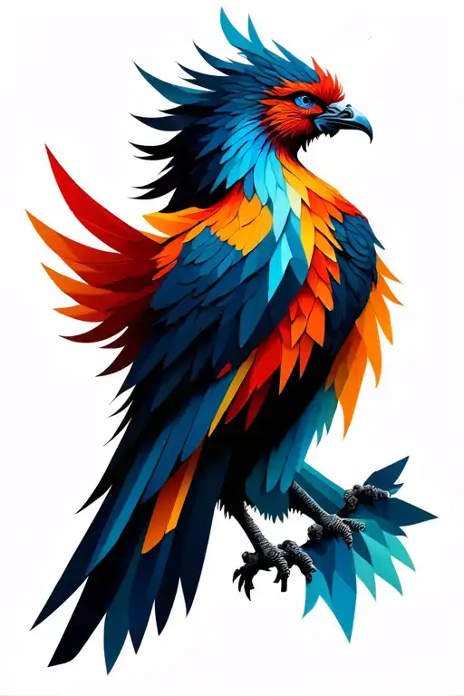 Minimalist Phoenix With Geometric Design Incorporating