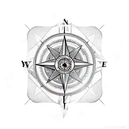 A Red Geometric Compass With Voodoo Symbols