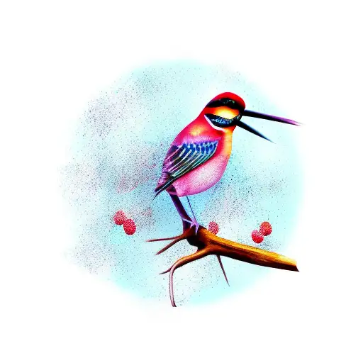 Bird On Branch With Berries