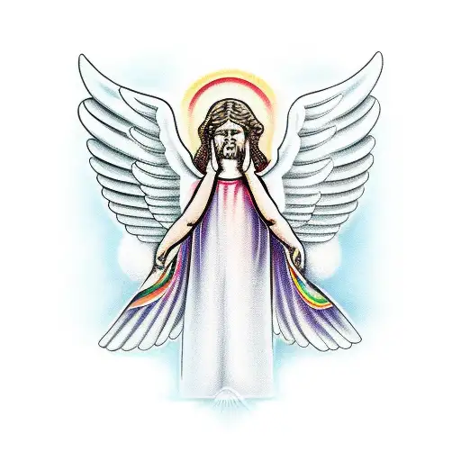 Spiritual Symbols Forming The Shape Of An Angel