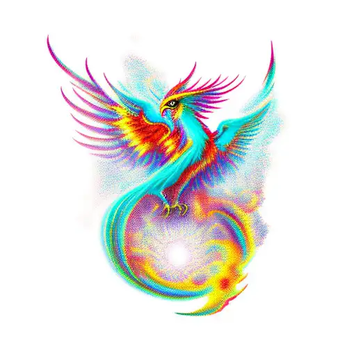 Phoenix With Color In Rising Pose