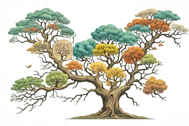 Family Tree With Each Branch Representing A Different