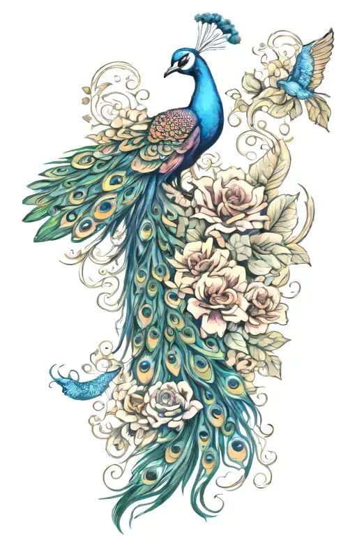 Peacock And Flowers Transforming