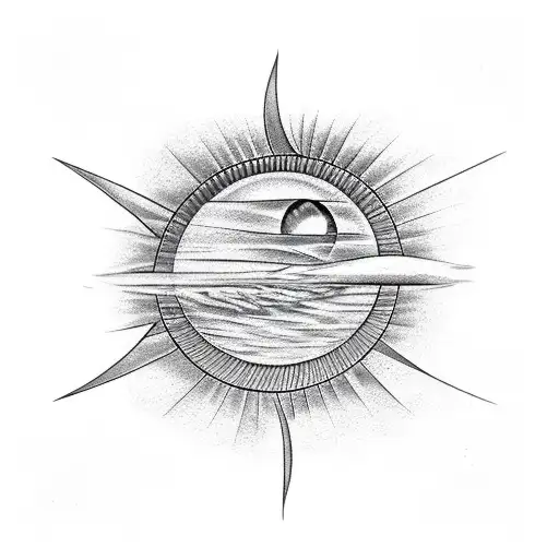 Solar Eclipse Black And White Fineline Abstract