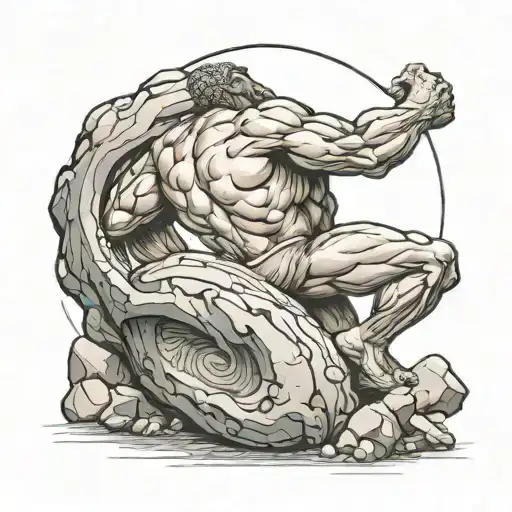 Sisyphus Pushing A Rock Infinity Symbol Intertwined