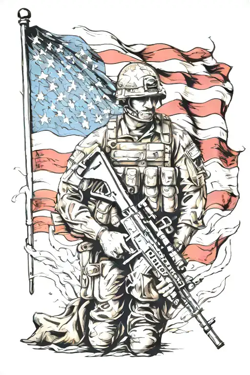 Fallen Soldier Memorial American Flag Background