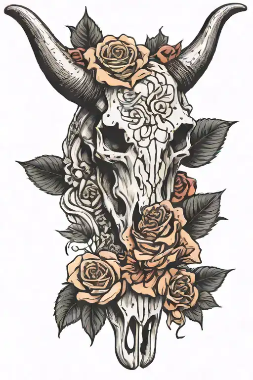 Steer Skull And Roses