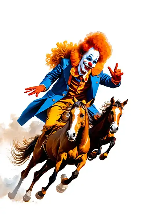 Art The Clown With Brown Background With Horses Running