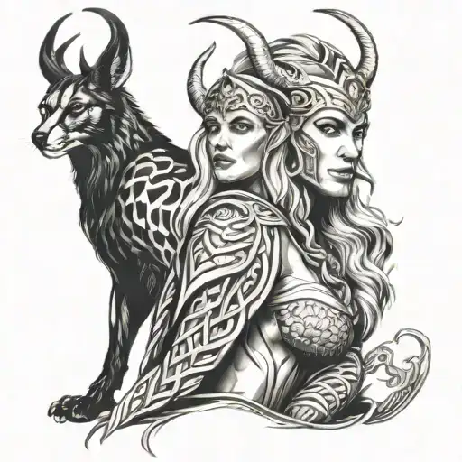 Nordic Loki And Freyja Full Back