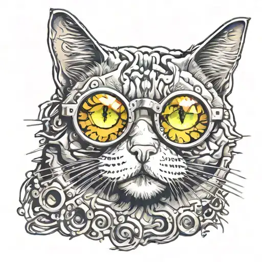 Lenticulated Multi-eyed Cat Wearing 3D Glasses