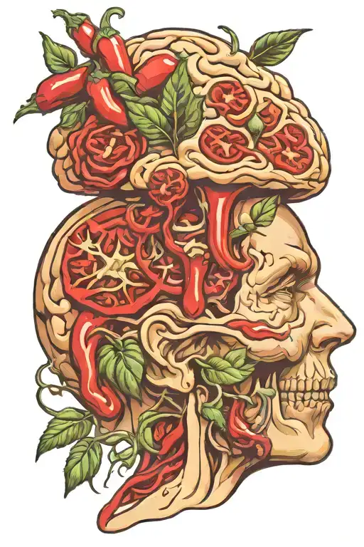 Audhd Brain With Chili Pepper Representing Different Aspects