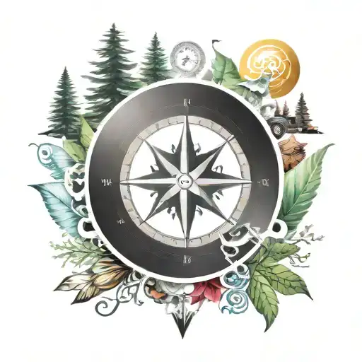 Vinyl Disc Meeting With Compass And Nature