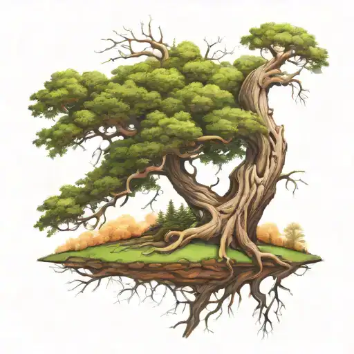 Heavy Tree Half Growing And Other Side Is Dry