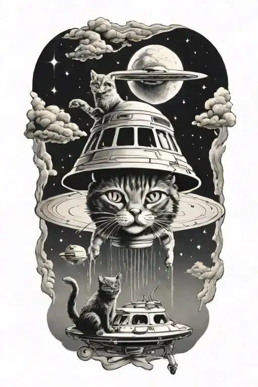 A Cat Abducted By A Ufo Sucking