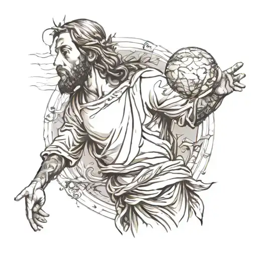 Jesus Christ Carrying The Earth On His Back