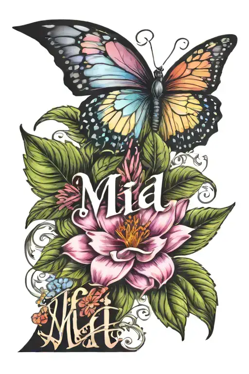 The Word Mia With A Wild Flower